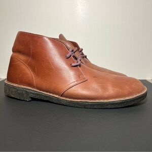 Mens CLARKS Originals Dark Tan Leather Desert Boots / Size 13 Medium